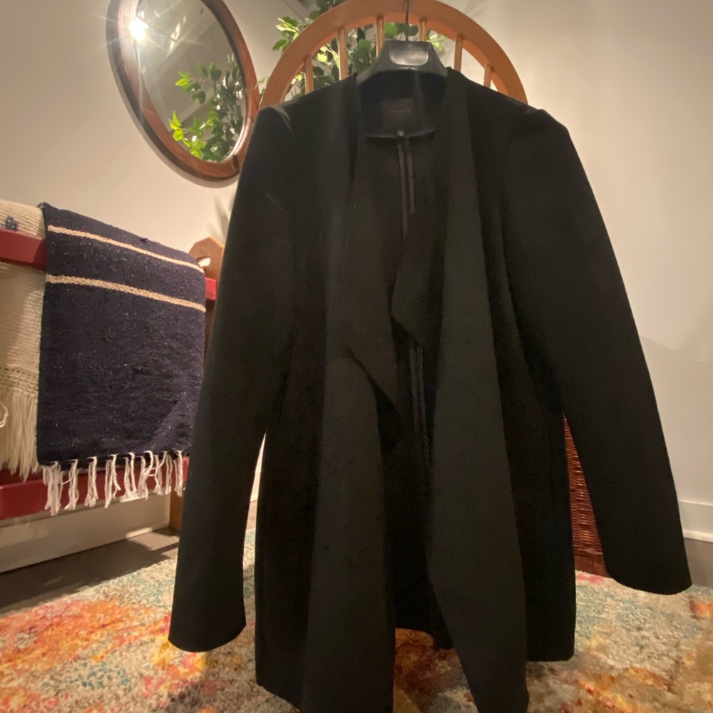 Dynamite Black Vegan Suede Blazer with Minimalist Design
